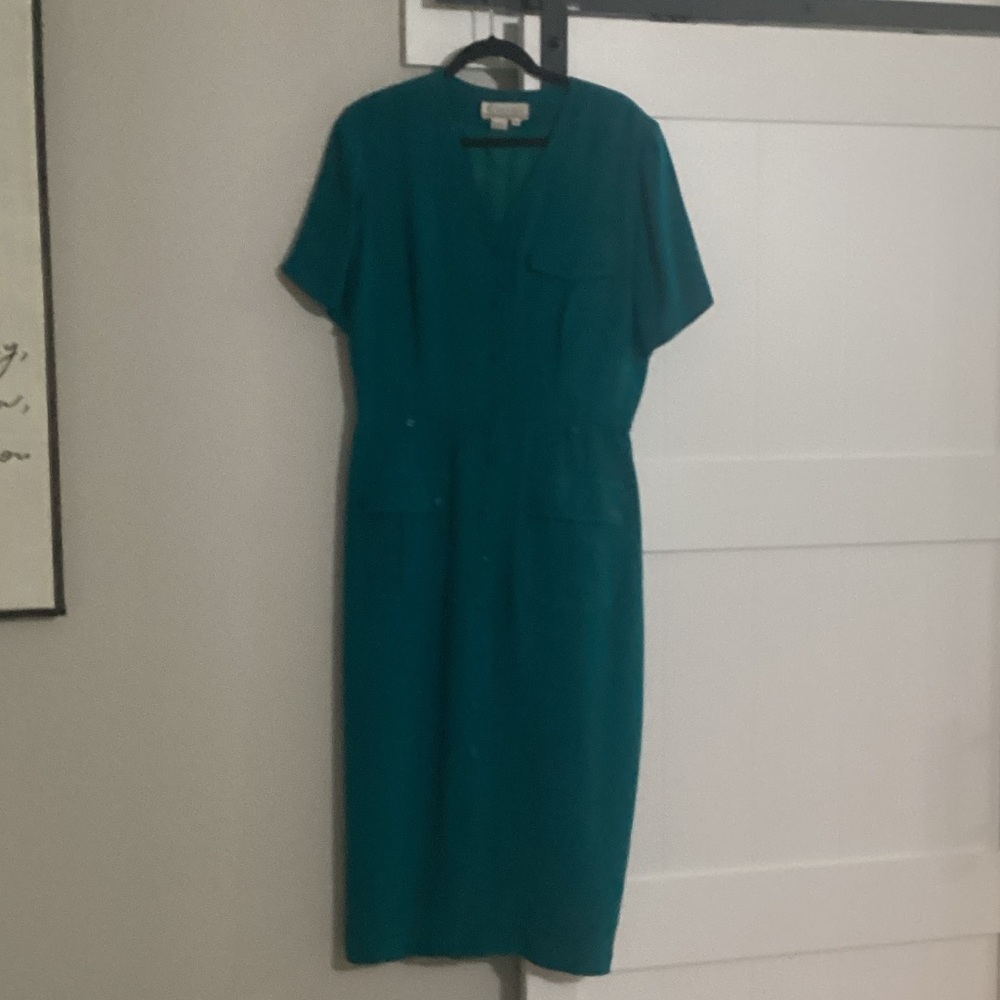 Essentials Teal Midi Dress 100% Silk